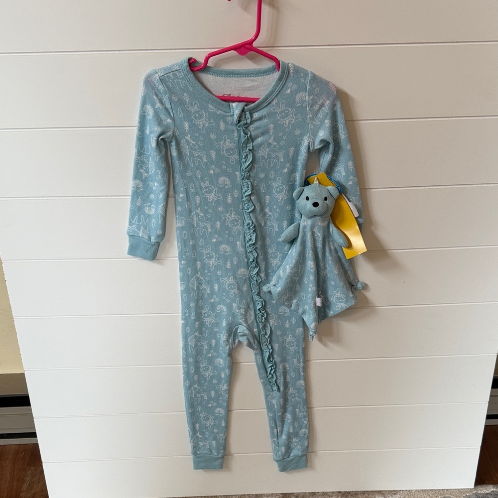 Sleep On It Light Blue Kids One Piece with Bear Toy